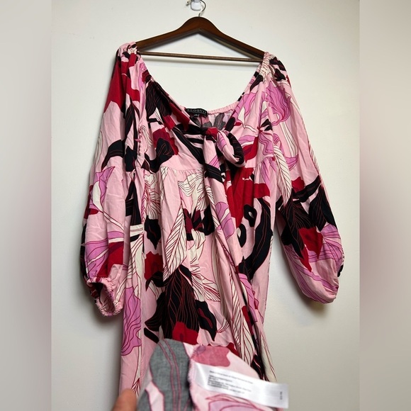 ELoquii Maxi Dress Plus Size 16 Women Floral Tiered Half Sleeve Slit  Hem - Picture 4 of 10